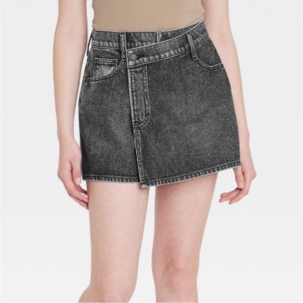 Universal Thread wrap denim skort charcoal size 00 nwt